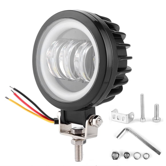 Luz de trabajo LED 6000K 30W Lámpara de ojos de ángel redonda impermeable para automóvil ATV Barco Vehículo todoterreno (luz blanca fría) Jadeshay A