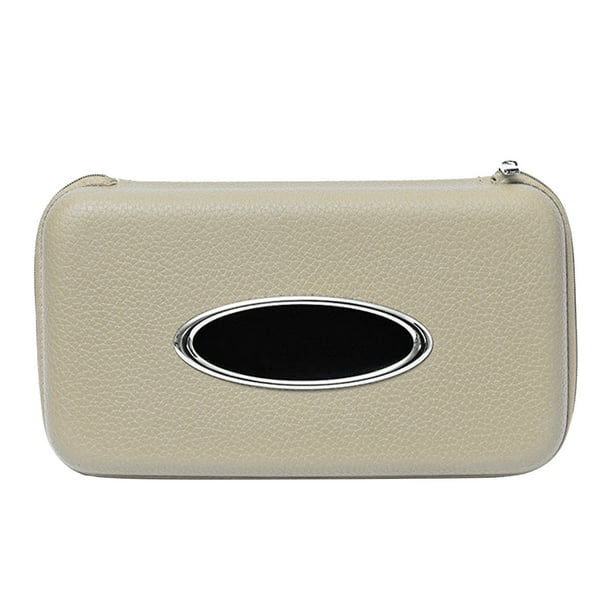 Soporte para pañuelos de coche, contenedor de cuero decorativo, visera, caja colgante para vehículo, automóvil Beigh Jadeshay A