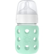 Lifefactory 8-Ounce Wide Neck Glass Baby Bottle with Protective Silicone Sleeve and Stage 2 Nipple, Mint (LG2211WMI4)