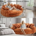 thumbnail image 4 of 81'' Oversized Chenille Upholstered Sofa Bed, Comfy Sleeper Chair Sofa Couch, Boneless Couch with Deep Seat, Large Round Chaise Lounge Chair Indoor, Loveseat Cloud Couches for Living Room (Orange), 4 of 9
