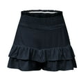 thumbnail image 5 of Plebaso Women's Shorts Ruffle Elastic Waist Flowy Skirts with Shorts Pleated Casual Solid Color Skorts, 5 of 6