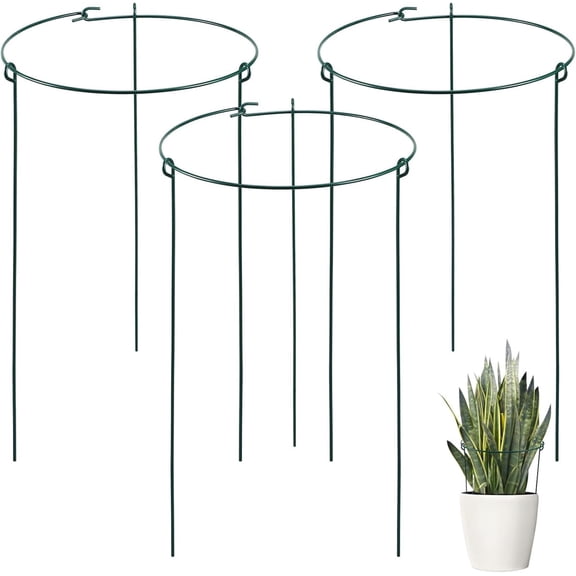 Tutuviw 3 Pcs Plant Support Stakes,7x11in Half Round Plant Support for Indoor Plants,Garden Plant Support Rings,Plant Cages Holder Climbing Trellis for Small Potted Plants Vegetable Flower