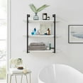 thumbnail image 2 of Danya B. Modern 3-Tier Hanging Bracket Wall Shelves in Black Metal and White Birch Finish, 2 of 12