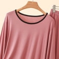 thumbnail image 4 of Womens Soft Loungewear Outfits, Crew Neck Long Sleeve Top Wide Leg Pants, Comfortable Two Piece Home Pajama Set XXL, 4 of 5