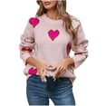 thumbnail image 1 of Pisexur Chandails pour Femmes Imprimé Cœur Col Rond Chandails Tendance Manches Longues Chandail Tricoté Hauts Mode Décontractée Automne Chandails Blouse Ample Chandail Chandails pour Femmes, 1 of 9