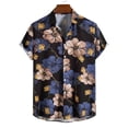thumbnail image 2 of JLFKNG Mens T-Shirts Short Sleeve Shirts For Men Loose Lapel Printed Contrast Buttons Up Port Style Floral Shirt Top Comfy Summer Clothes, 2 of 9