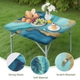 thumbnail image 4 of Blue Marble Gold Wave Pattern Square Fitted Tablecloth with Elastic Edge,Square Table Cover,Washable Elastic Table Cover for Home Kitchen Party Decor 34"x34", 4 of 6