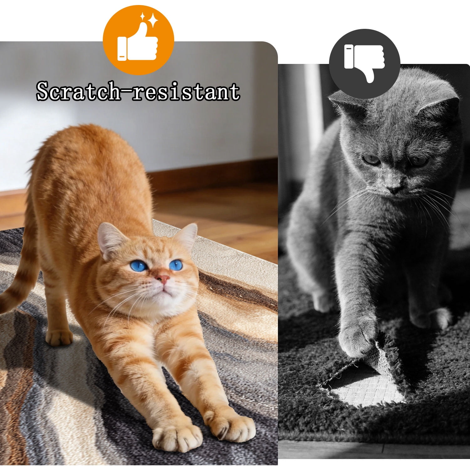 3-Piece Farmhouse Kitchen Rug Set, Washable Anti Slip Striped Floor Mats in 3 Sizes, Stain Resistant Decor Rugs for Kitchen Hallway Bathroom Home Christmas Decor