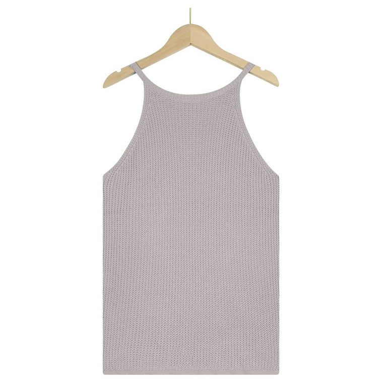 RQYYD Clearance Womens Scoop Neck Sweater Tank Tops Ribber Knit