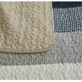 thumbnail image 5 of Chezmoi Collection 3-Piece Plaid Rectangular Patchwork Cotton Quilt Set, Navy Blue White Gray Taupe Plaid Lightweight Reversible Bedspread, Queen Size, 5 of 7