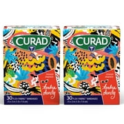 2 Pack - Curad Kendra Dandy Flex-Fabric Adhesive Bandages, Dragonfruit & Bananas - Standard Strip, 30 Ct 1 ea
