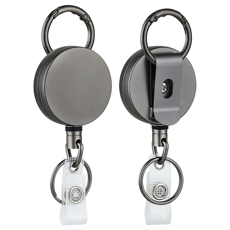 2 Pack Heavy Duty Retractable Holder Reels, Metal ID Holder with Belt