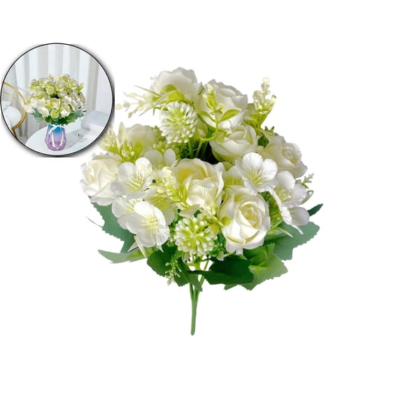 Fake Roses Artificial Flowers for Outdoors Spring Valentines Day Decor, UV Resistant Fake Flower Bouquet Faux Silk Roses for Home Wedding Cemetery Summer Decor
