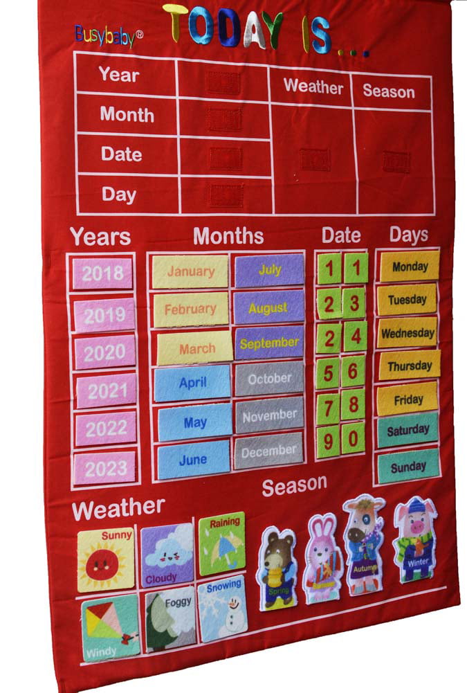 Fabric Wall Hanging Learning Calendar with Weather Early Educational Toys 