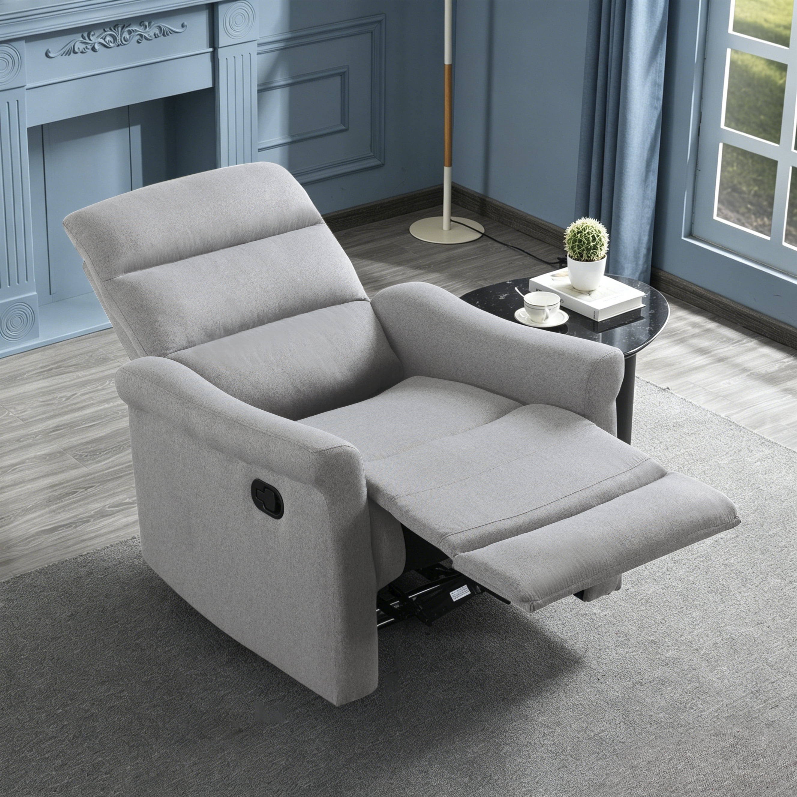 Gewnee 31.89" Manual Recliner Chair, Adjustable Reclining Lounge Chair, Linen Upholstered Wood & Metal Frame Single Sofa Recliner for Living Room, Office, Light Grey