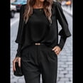 thumbnail image 4 of Blusa Elegante de Larga con Cuello Redondo para Mujer, Ideal para Otoño e Invierno, con Botones en la Espalda Negro M, 4 of 7