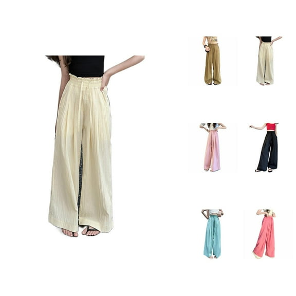 Girls Pants Casual Pants for Girls Summer Lightweight Ice Silk Wide Leg Trousers Casual Breathable Flowy Everyday Wear for Kids Ages 6-15
