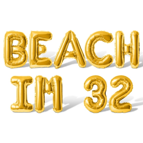 Letter Balloons - BEACH IM 32 16" Inch Alphabet Letters Foil Mylar Balloon 32nd Birthday Party Banner (Gold)