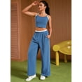 thumbnail image 3 of DARING DIVA Women's Yoga Set Camisole and Wide Leg Pants L Gray Blue, 3 of 7