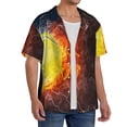 thumbnail image 2 of Pofeuu Tennis Ball On Fire And Water Print Mens Casual Short Sleeve Shirts Beach Summer Spread Collar Pocket Tops Men's Casual Short-sleeved Shirt-Small, 2 of 5