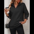 thumbnail image 4 of Sudaderas de Gran Tamaño para Mujer, Suéteres de Otoño, Sudaderas con Capucha de Moda, Jersey con Media Cremallera, Camisas de Larga, Ropa Negro L, 4 of 10