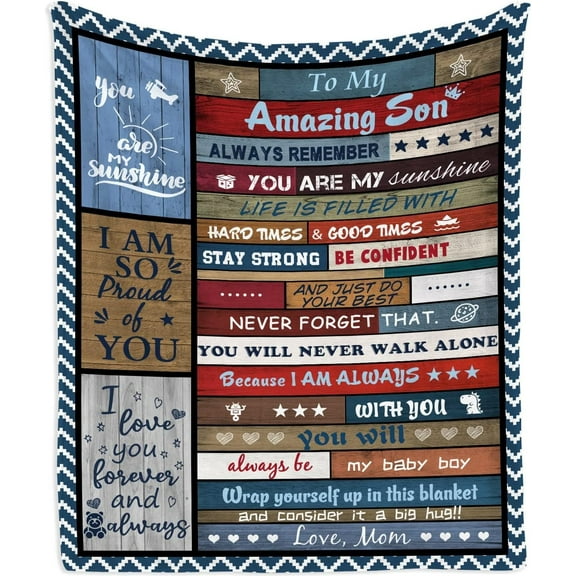 Gifts for Son Blanket 40"X50" - Son Gifts from Mom - Gifts for Son from Mom - Son Birthday Gifts - Birthday Gifts for Son - Son Blanket from Mom - Graduation Party Gift Ideas Throw Blankets