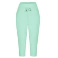 thumbnail image 4 of Women's Sweatpants Capri Pants Workout Exercise Cropped Joggers Running Drawstring Lounge Pants Side Pockets Ladies Comfy Plus Size 2026 Trendy Outfits Lightweight Cute Fashion Dressy Clothes Green, 4 of 7
