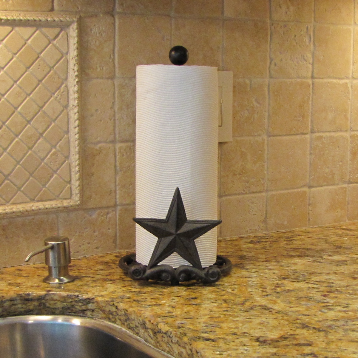 Rustic Barn Star Kitchen Countertop Paper Towel Holder Western Home Decor Storage Essentials