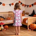 thumbnail image 5 of NOLDARES Girls Nightgowns Kids Pajamas Dress Flutter Sleeve, Halloween Ghost Print,Soft, Nightdress,Sleepwear,Knee Length(N203-Hot Pink), 5 of 7