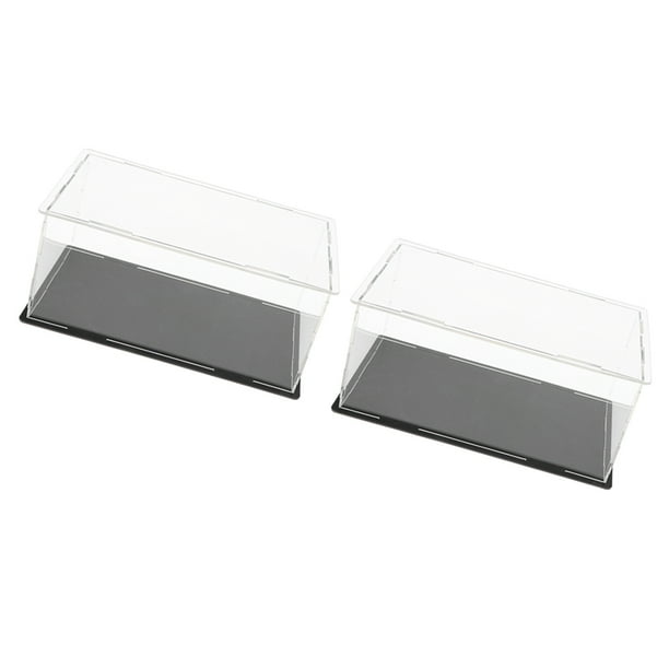 2x Vitrina acrílica Caja de metacrilato Base de plástico a prueba de polvo autoensamblable para modelo