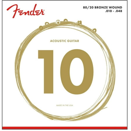 60L 0730070402 Acoustic Guitar 80/20 Ball End Strings, 10-48, Fender acoustic 80/20 bronze feature a loudness andclarity that stand out especially well in band.., By Fender From