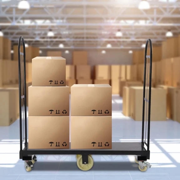 60.5*15.7*52.2in H U-Boat Cart, 2000LBS Capacity U-Boat Platform Truck Dolly, U-Boat Truck Steel with Removable Handles