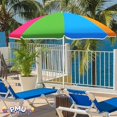 thumbnail image 4 of PMU Beach Umbrella 6 feet Opens to 72 inches Multicolor Beach Parasol with Carrying Sleeve for Beach, Patio and Outdoor Sun Protection Polyester Orange, Lime Green, Hot Pink and Medium Blue, 4 of 6