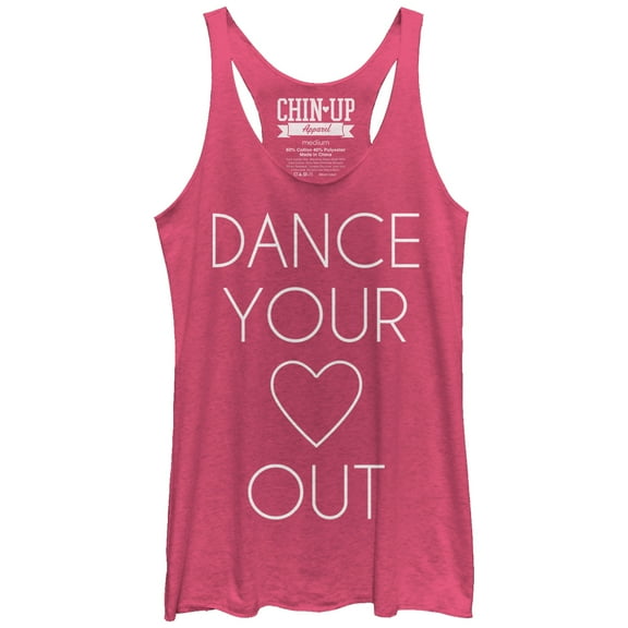Women's CHIN UP Dance Your Heart Out Racerback Tank Top Pink Heather Medium