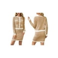 thumbnail image 3 of Womens 2 Piece Preppy Cardigan Skirt Outfits Casual Long Sleeve Button Down Knit Top Bodycon Skirt Set Khaki S, 3 of 8