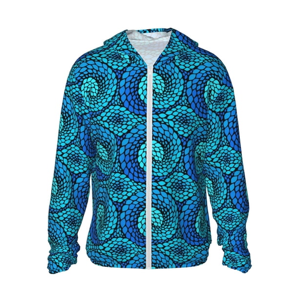 Fotbe Snake Chaqueta con Protección Solar UPF 50+ para Hombre y Mujer, Camisa con Capucha y Bolsillos-X-Large
