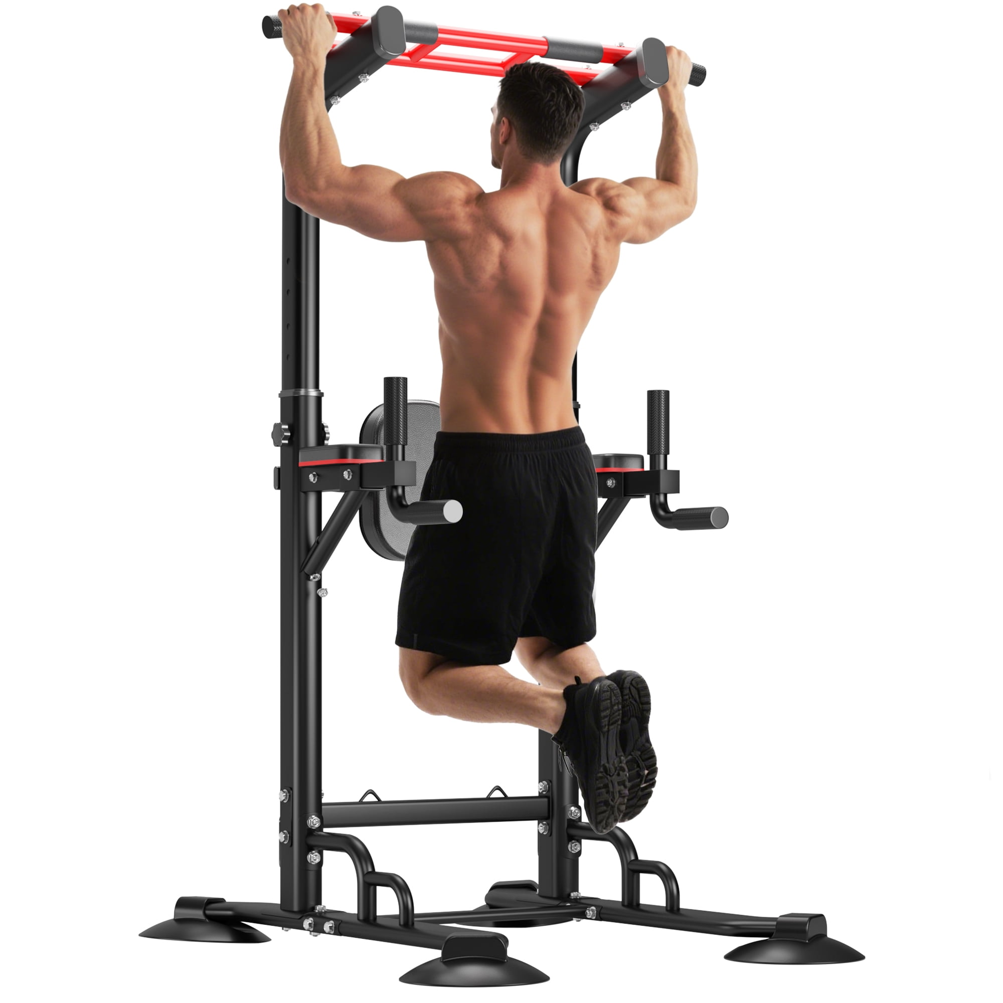 94.5"H Pull Up Bar and Dip Station, Heavy Duty 12 Adjustable Home Gym Equipment for Strength Training, Multifunctional Workout Bar with Resistance Bands – Full Body & Core Exercise 330LBS,Balck