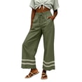 thumbnail image 2 of Kezqiaxn Womens Wide Leg Pants Drawstring Lace Splice Elastic Waist Loose Casual Trousers with Pockets Lounge Pants Women, 2 of 6