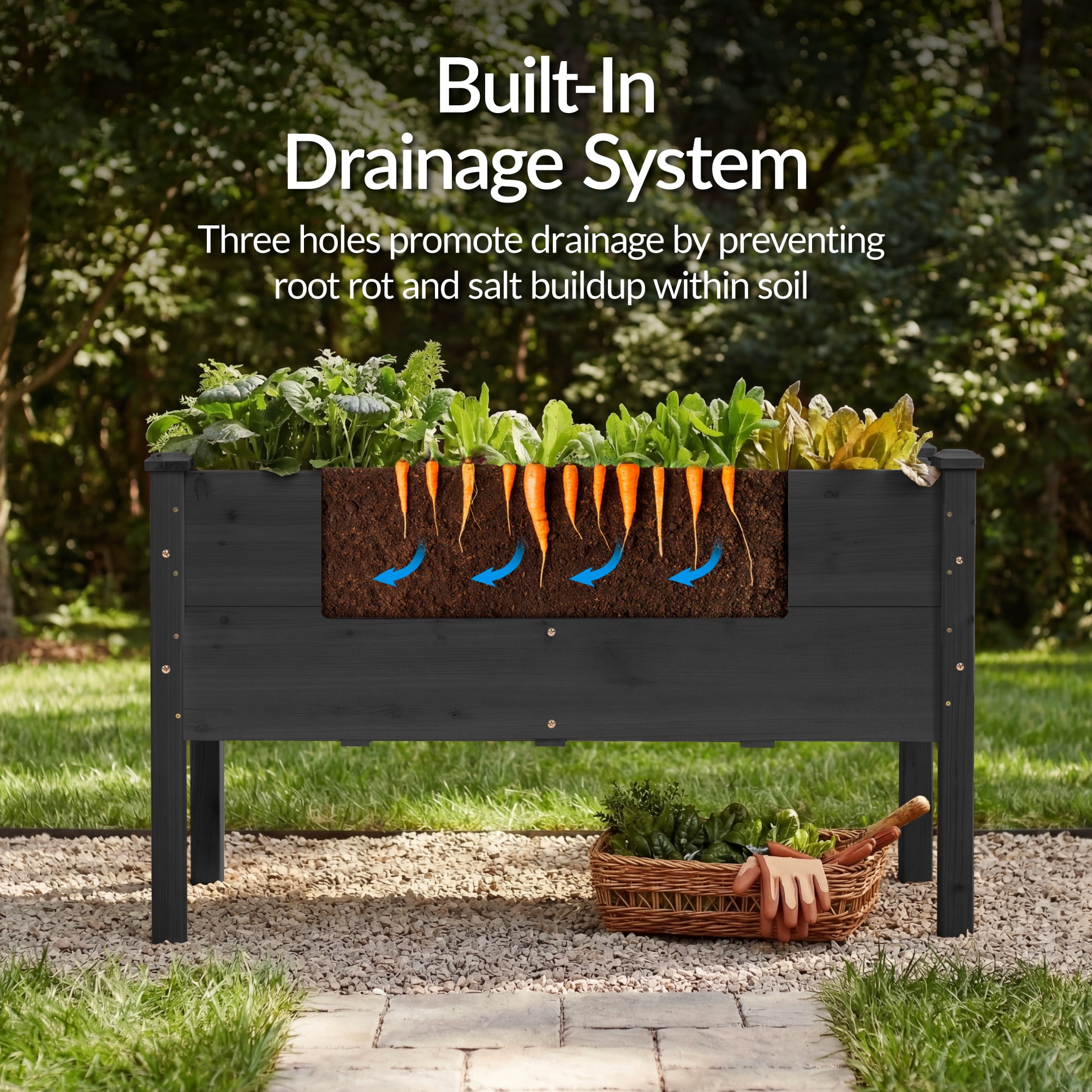 Best Choice Products 48" x 24" x 30" Raised Garden Bed, Extra Deep 16" Depth, Elevated Wood Planter Stand - Black