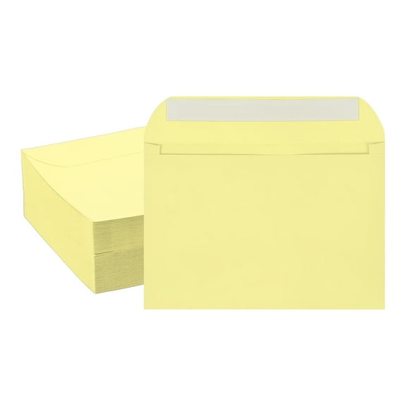 Uxcell 7.5x5.5 Inch Invitation Envelopes, 100 Pcs Self-Seal for A7 Weddings and Cards Light Yellow