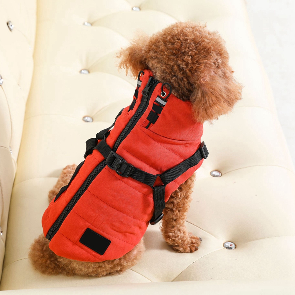 Pet Winter Waterproof Warm Jacket with Harness for Medium and Small