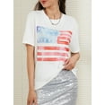 thumbnail image 3 of SUNSIOM Hauts Décontractés pour Femmes 4 Juillet Manches Courtes Col Rond Imprimé Drapeau/nœud T-Shirts Mode Urbaine Blouses, 3 of 6