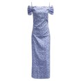 thumbnail image 4 of Pompotops Mode Femme Été Manches Courtes Aguichant Décontractée Imprimé Dos Nu Longue Robe, 4 of 8
