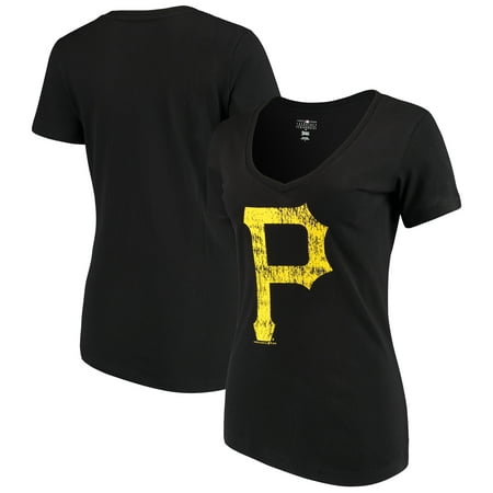 - Women's 5th & Ocean by New Era Black Pittsburgh Pirates V-Neck Team T-Shirt
