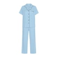 thumbnail image 6 of Fewfanhot 2 Piece Sets for Women V-Neck Collar Button Up Pocket Top & Elastic Waist Pants Set, Soft Casual Lounge Wear for Daily Comfort, 6 of 6