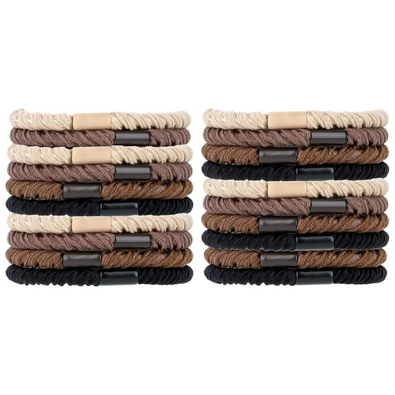 Zgui Hair Ties for Women Hair Ties for Thick Hair, 20 Pcs Ponytail Holders Girls Soft Elastic Hair Bands, No Damage Black Hair Ties (Black/Brown/Beige/Coffee) A418