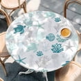 thumbnail image 3 of Nautical Coral Teal Sea Turtle Fitted Round Tablecloths Table Covers 45"-54",Waterproof Table Cloth for Kitchen Holiday Party Tables Decor, 3 of 9