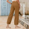 thumbnail image 7 of Charella Womens Linen Pants Lightweight Straight Leg Drawstring Trousers with Pockets Plus Size Pants S-5xl (3XL, Brown), 7 of 7