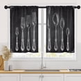 thumbnail image 1 of Black Kitchen Curtains 36 Inch Length Knife and Forks Window Curtains Over Sink Set of 2, Funny Chalkboard Doodle Short Tier Curtain for Kitchen, Cartoon Small Kitchen Decor 26x36 Inch, 1 of 5