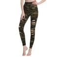thumbnail image 2 of TWZH Women Leopard Camouflage Snake Print Sports Leggings Ripped Yoga Pants Bottoms, 2 of 5